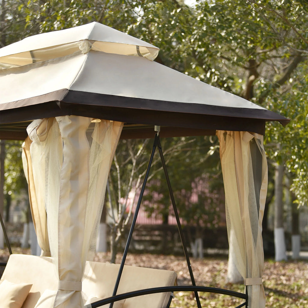 8.9 Ft. W x 5.9 Ft. D Outdoor Gazebo with Convertible Swing Bench, Double Roof Soft Canopy with Mosquito Netting C3609