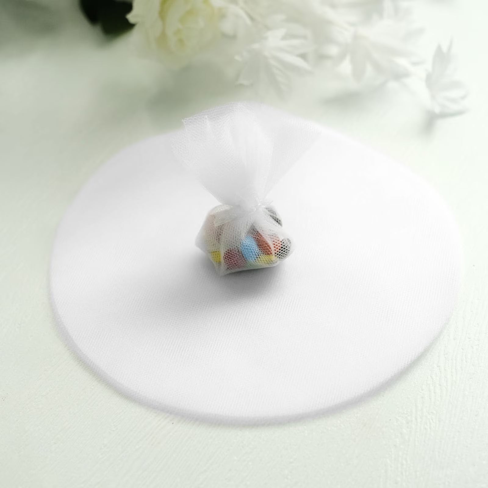 White 9" Tulle Circles Fabrics Sewing X207870