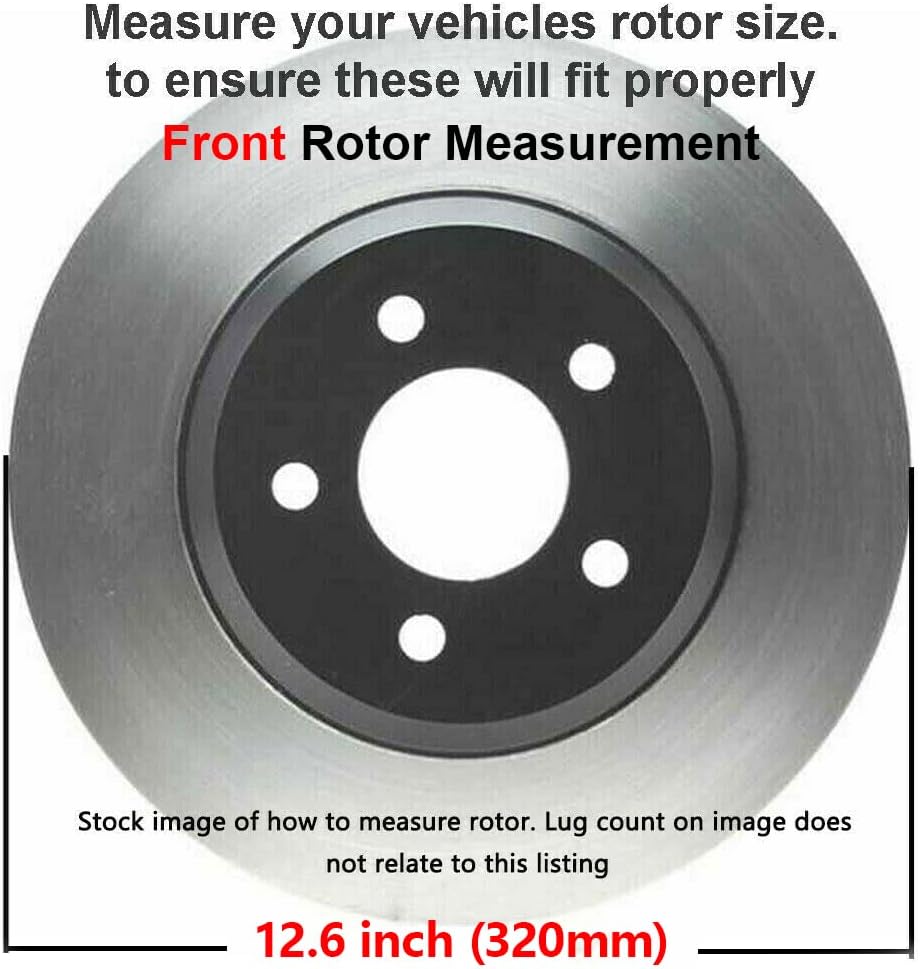 12.60" Front and Rear Drilled & Slotted Rotors + Brake Pads 8pc Set E3250