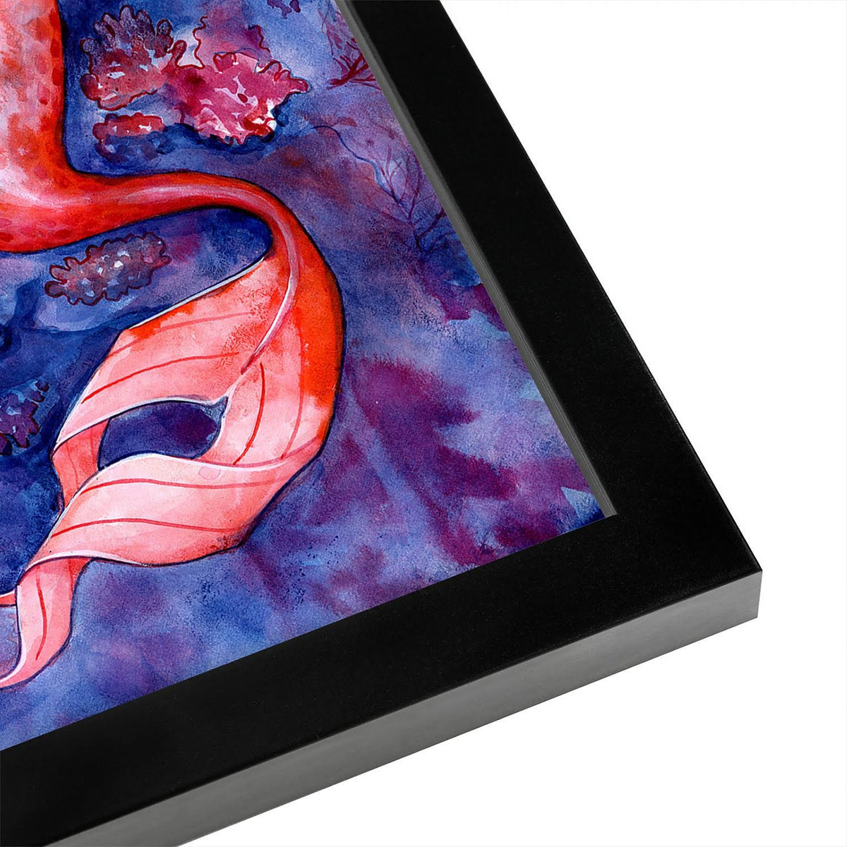 Red Coral Mermaid Black Frame 11x22x14x22 C49018