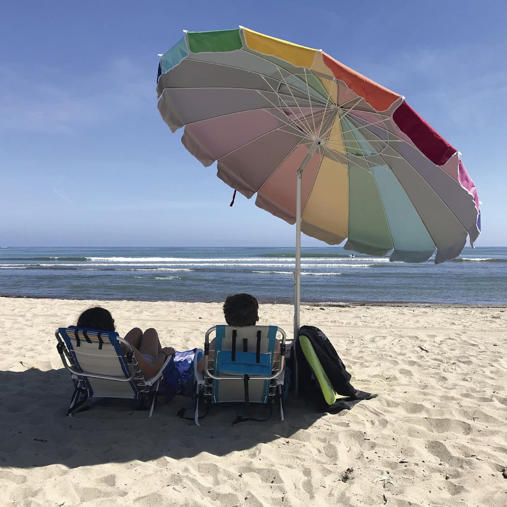 8 Foot Heavy Duty High Wind Beach Umbrella with Sand Anchor & Carrying Bag Z70743