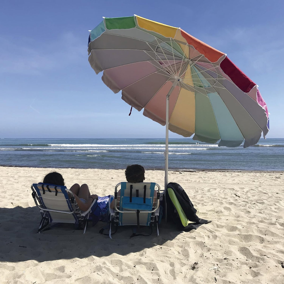 8 Foot Heavy Duty High Wind Beach Umbrella with Sand Anchor & Carrying Bag Z70743