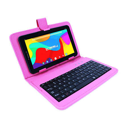 7 in. 2GB Ram 32GB Storage Android 10 Tablet with Pink Leather Keyboard, Holder and Pen K941
