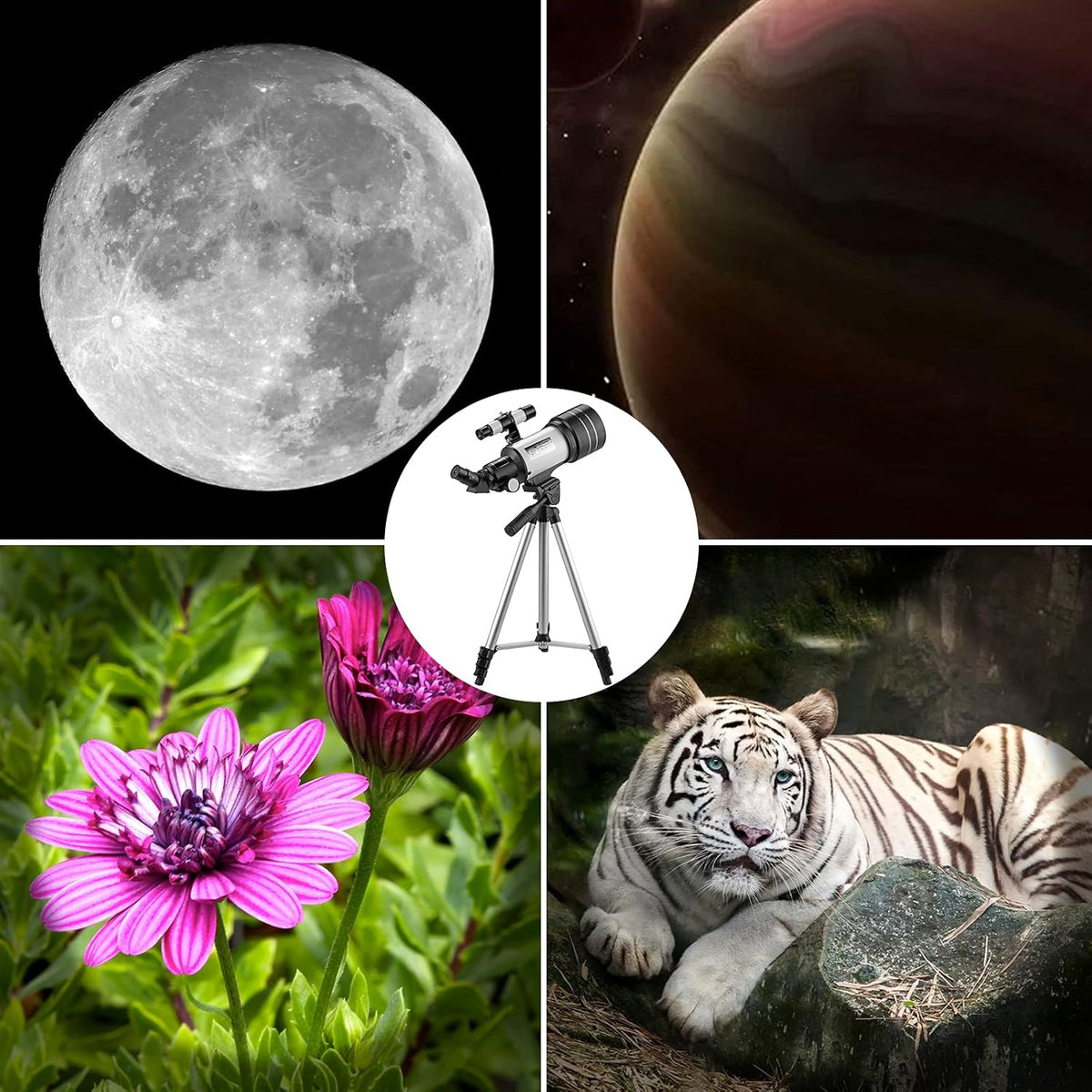 70mm Aperture 300mm Focal Length Refractor Telescope with Adjustable Tripod Stand E967