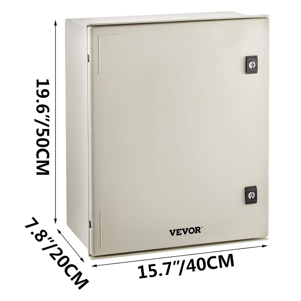 NEMA 4X Fiberglass Steel Electrical Box, 20 x 16 x 8 inches, IP66 Waterproof Hinged Junction Box M7382