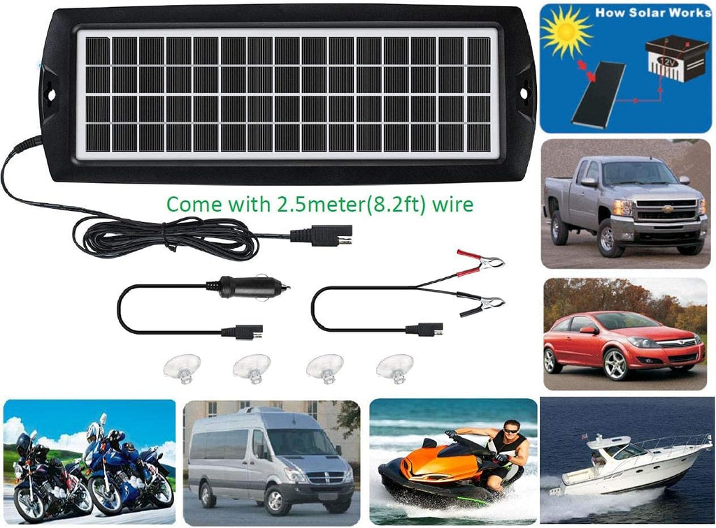 5W 12V Solar Car Battery Trickle Charger Maintainer T220