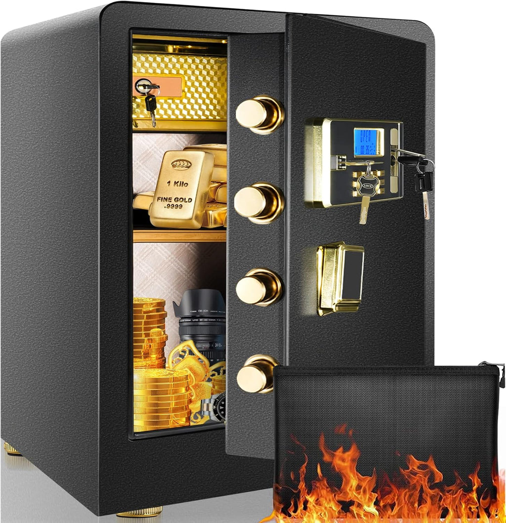Fireproof Safe with LCD Screen and Digital Keypad, White, 1.0 Cubic Feet A890