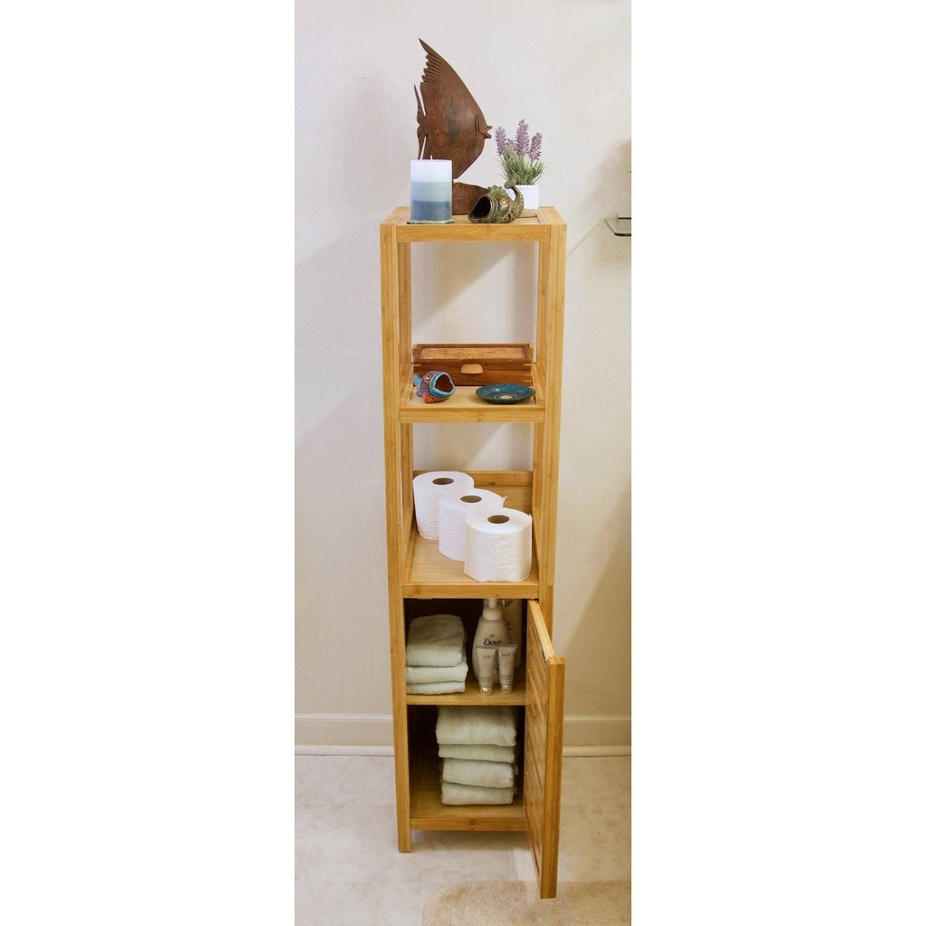 Tan Bamboo Storage Tower Cabinet V913