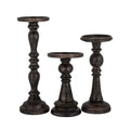 Wood Pillar Candle Holder Set of 3 in Espresso O804451