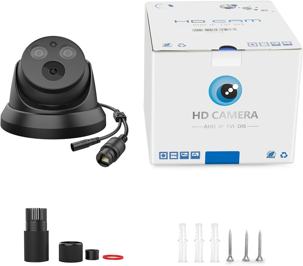 4K 8MP Outdoor PoE IP Turret Camera with Mic/Audio, 2.8mm Lens, IP67, WDR, Motion Detection D820776