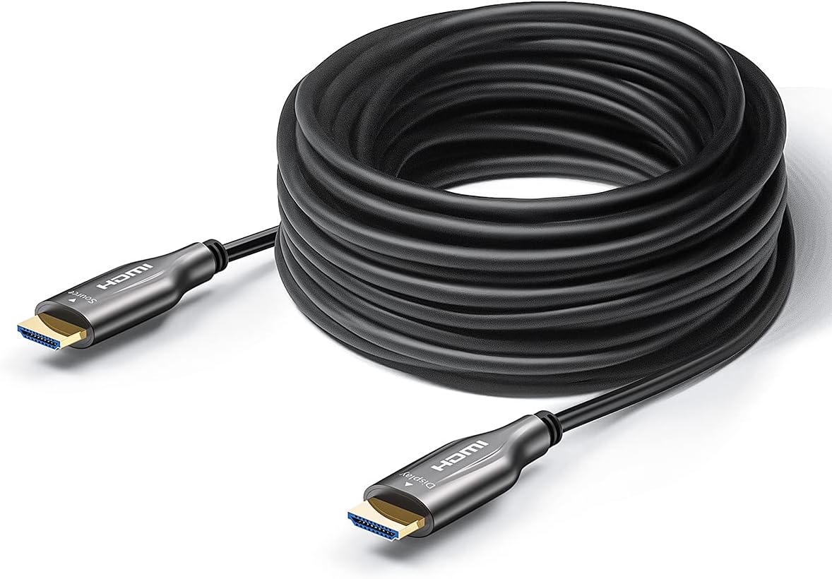 Fiber Optic HDMI Cable 100 Feet, HDMI 2.0, 18Gbps, 4K@60Hz, HDR10, Dolby Vision, HDCP2.2, ARC, 3D, Slim, Flexible, Pack of 2 V4048