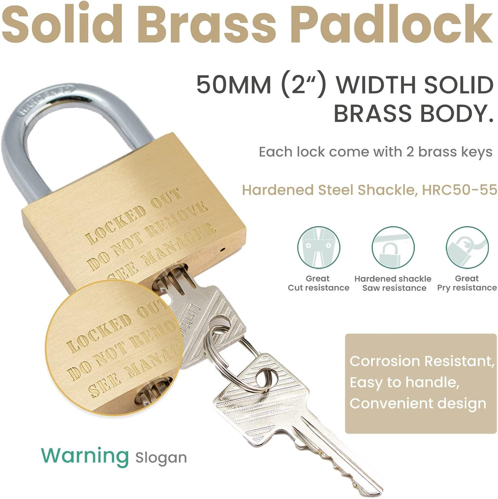 Solid Brass Padlock 50mm Keyed Alike Pack of 2 L676347