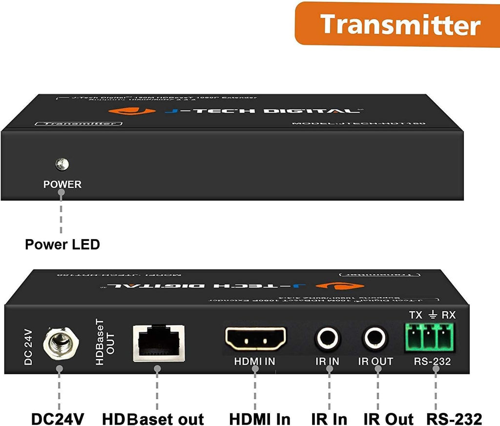 Long Range HDMI Extender Over Cat6 150m/492ft HDBaseT 1080P Extender PoC K18410