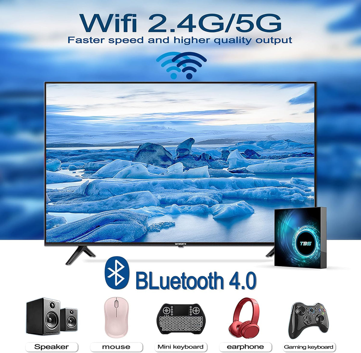 Android TV Box 4GB Ram 32GB Rom QuadCore Dual WiFi 4K Ultra HD Media Player Pack of 2 A955