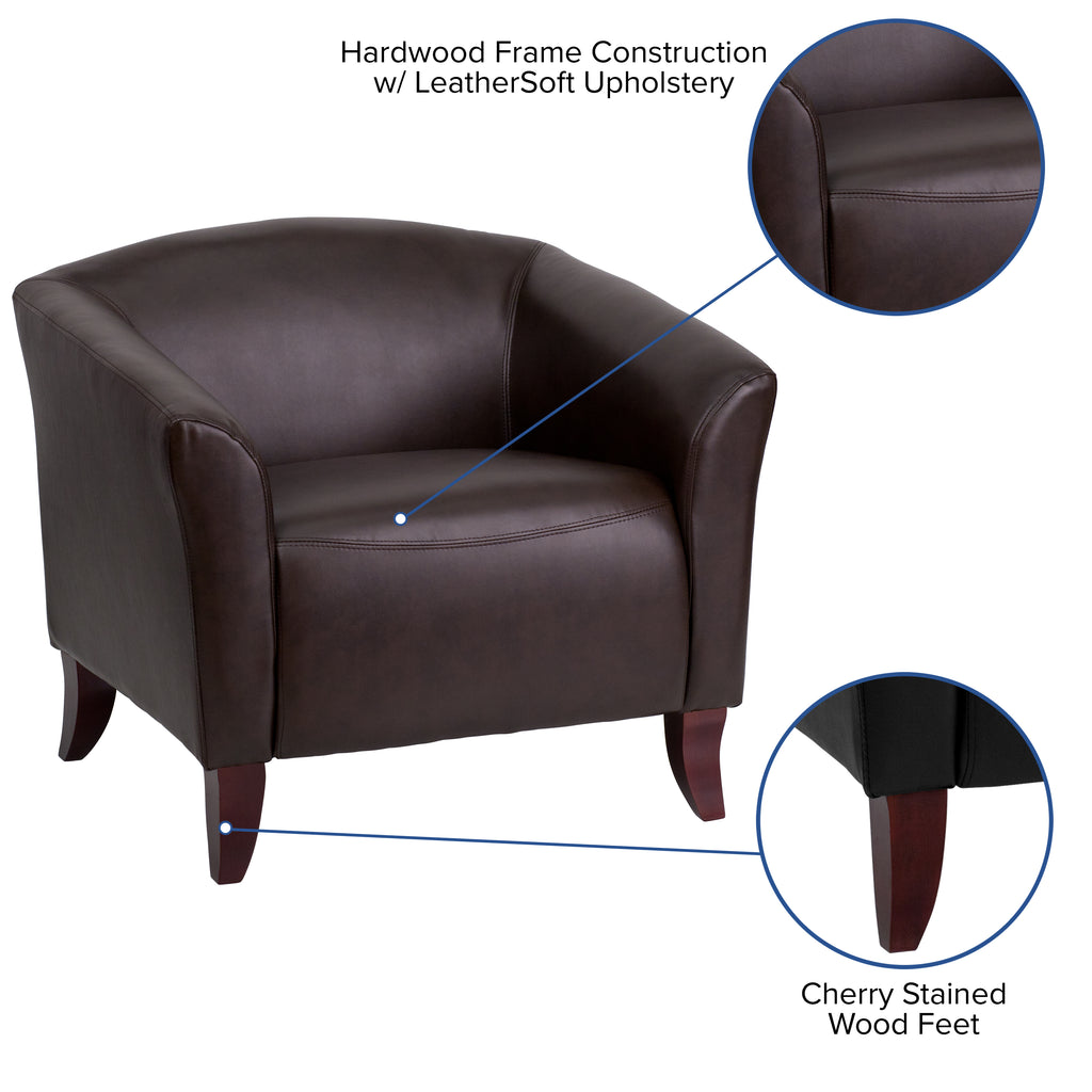 Brown LeatherSoft Chair with Extended Panel Arms T63997