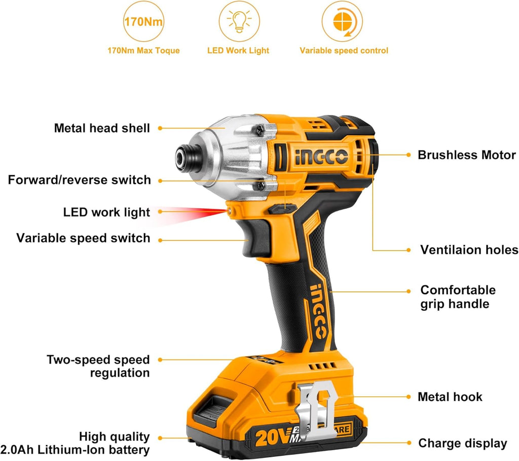 20V Brushless Cordless Impact Driver Set Z6871