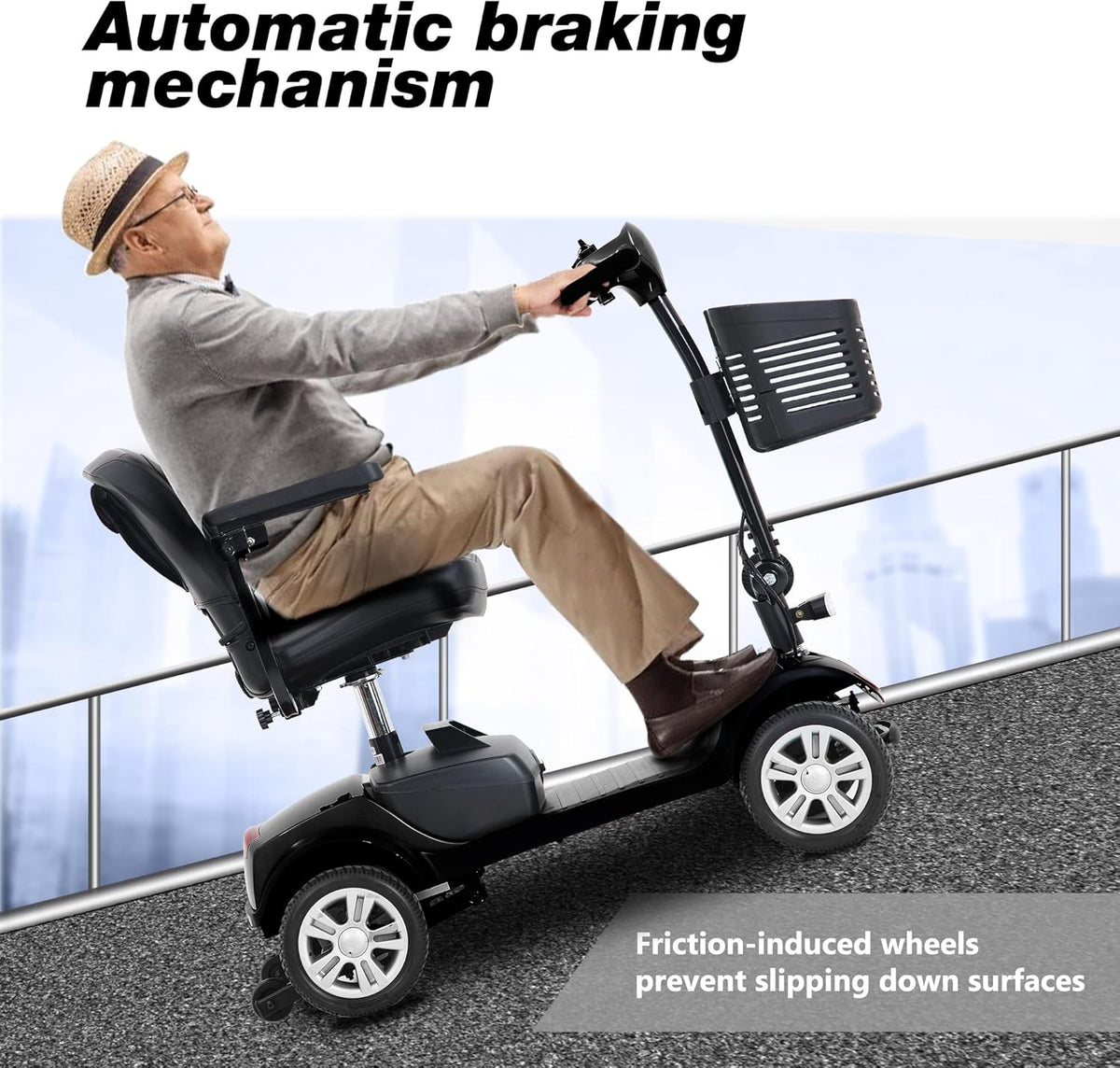 4 Wheel Mobility Scooter with Head Light, Max Speed 5 Mph, Max Load 265lbs K8567