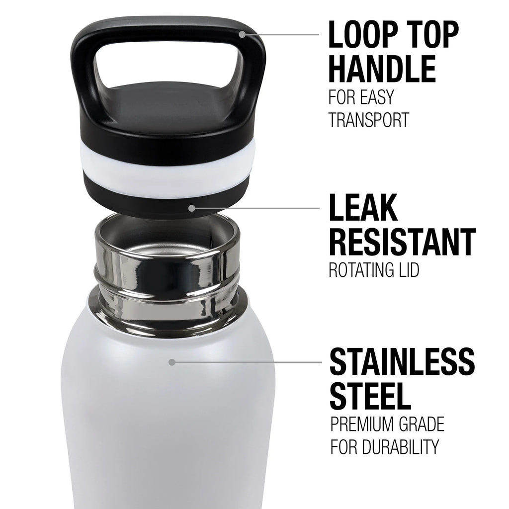 24 oz Insulated Stainless Steel Water Bottle with Loop Cap S5901