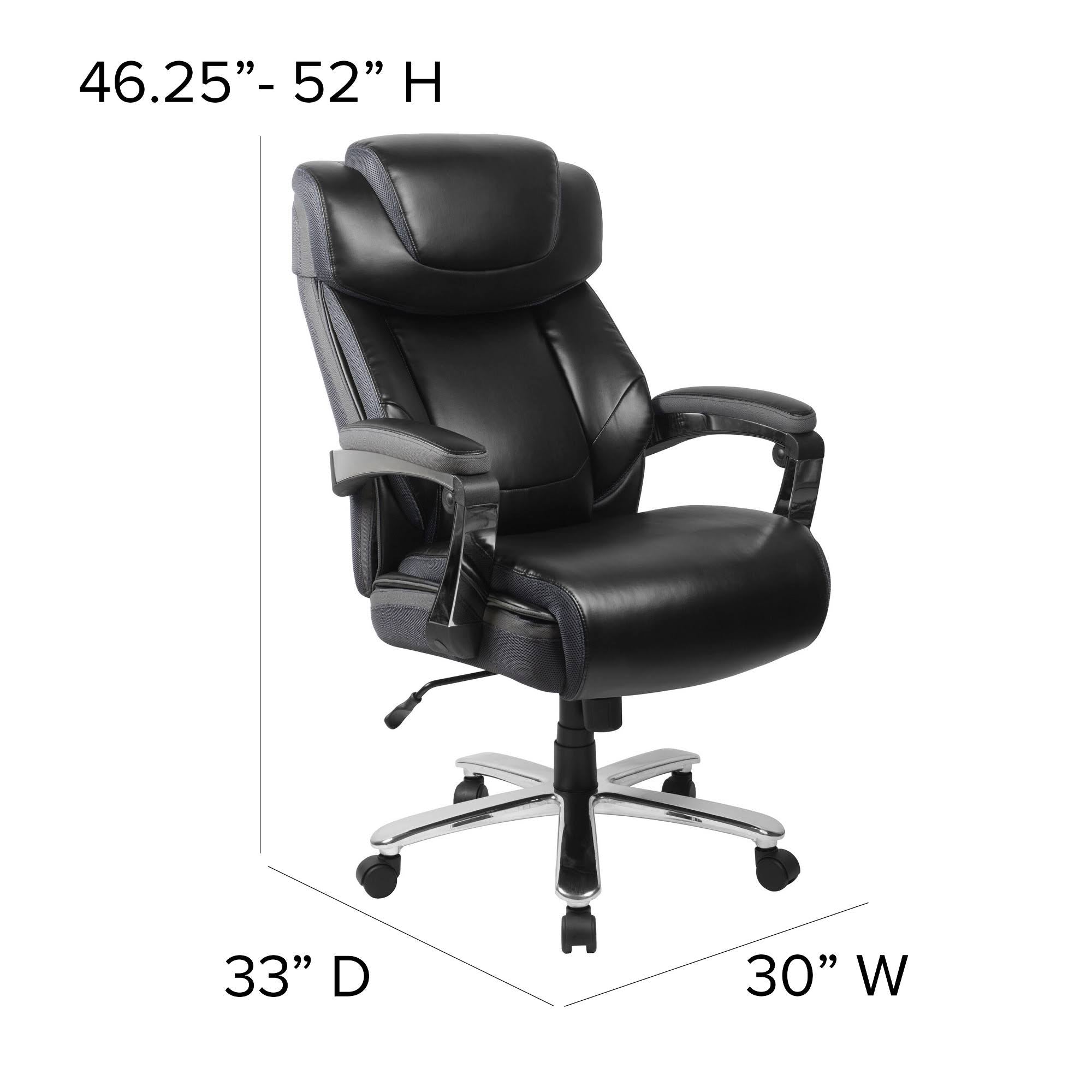 Black LeatherSoft Ergonomic Office Chair with Adjustable Headrest C2999