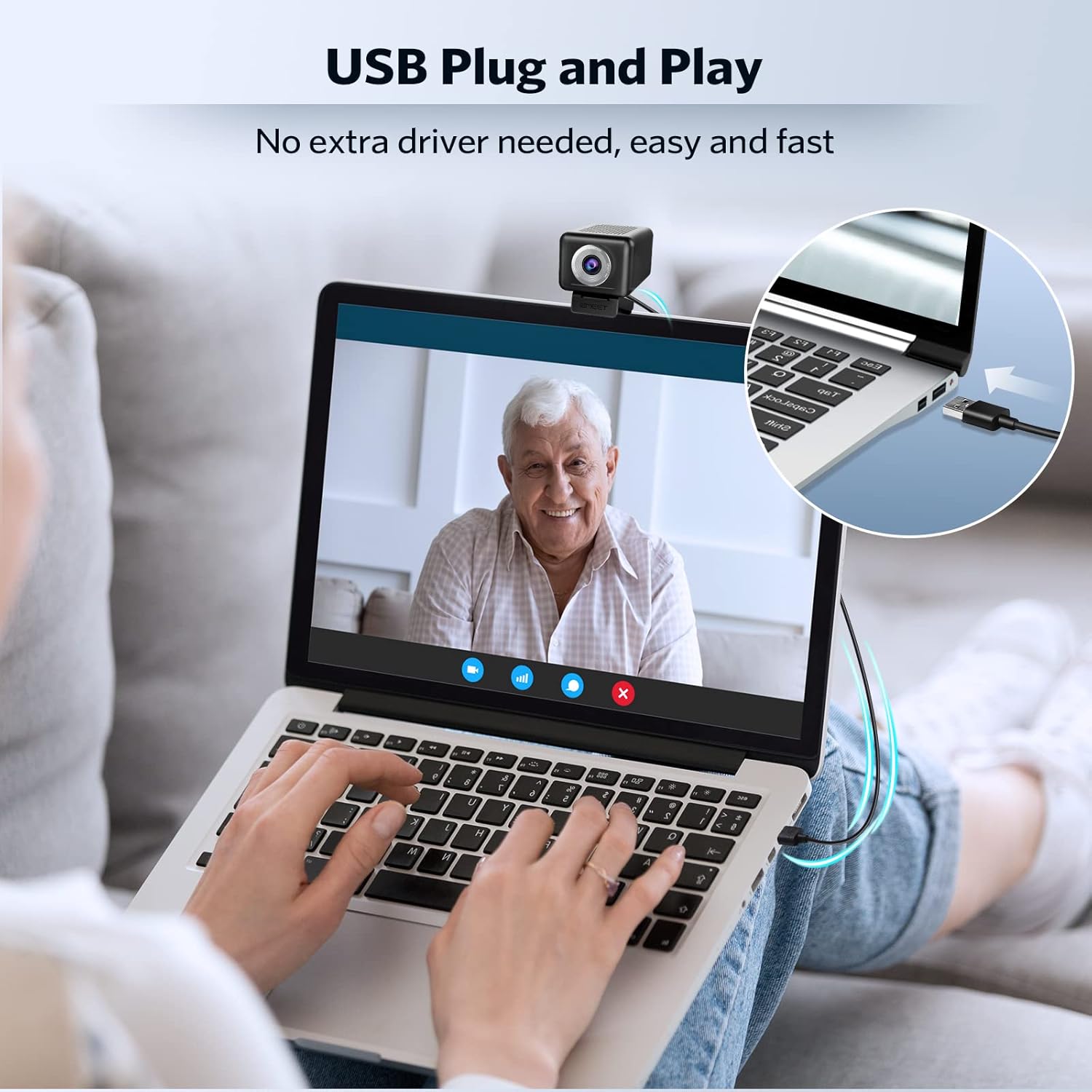 1080P 60FPS Webcam with 4 Mics and 3W Speaker U887