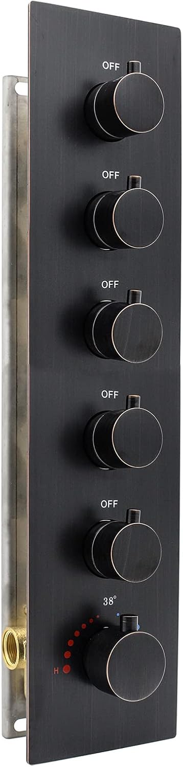 Brass Thermostatic Shower Diverter Mixer Valve with Round Knobs in Chrome J91314