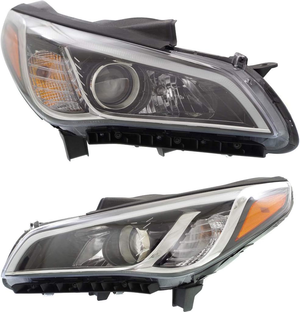 Black Housing Headlight Pair for Hyundai Sonata 2015 2016 2017 D7185