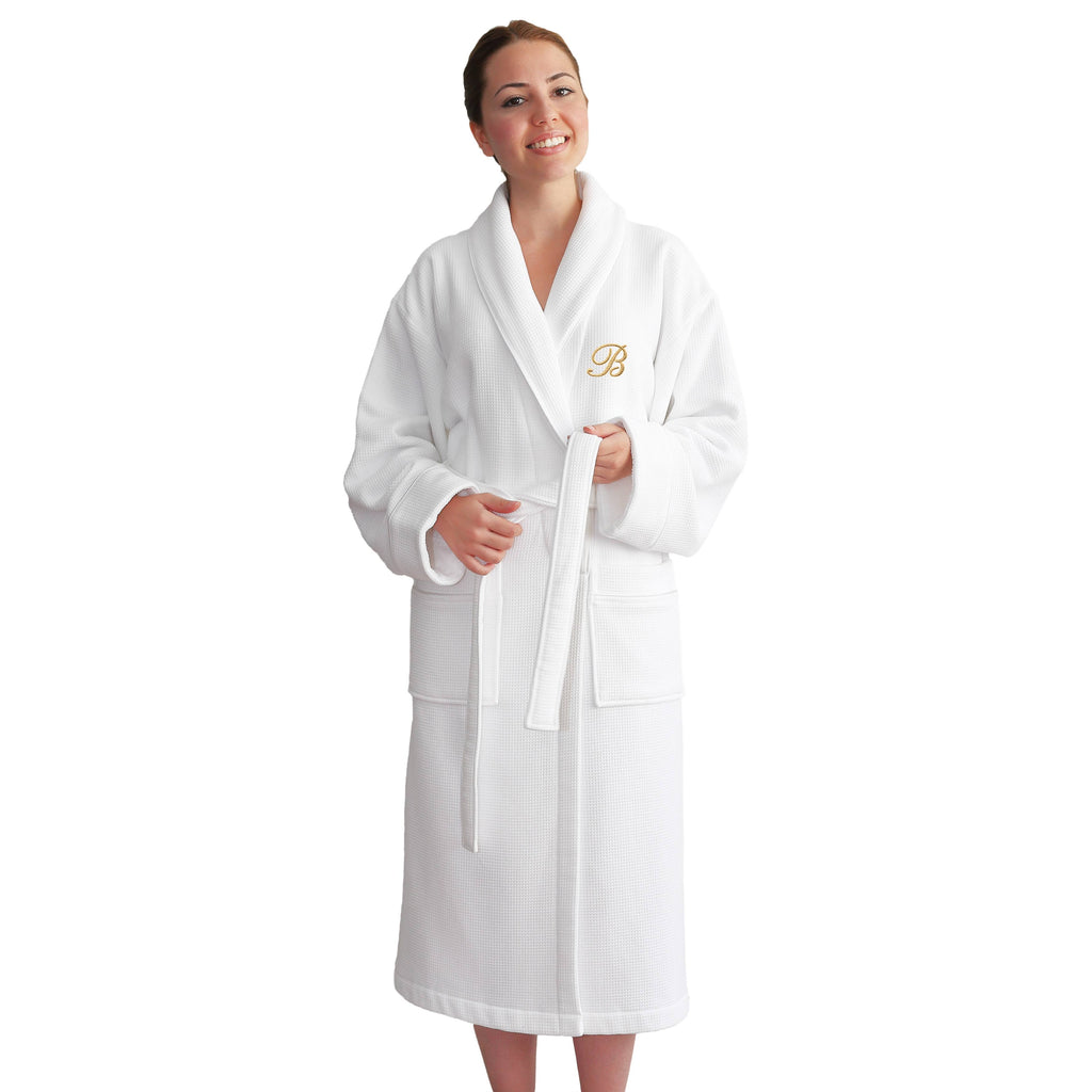 Gold Turkish Cotton Waffle Weave Terry Bath Robe Z484620