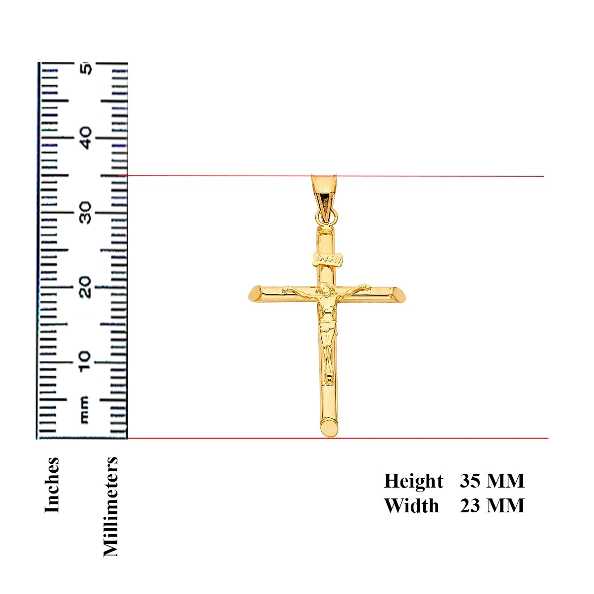14K Yellow Gold Crucifix Charm Pendant 35 x 23 MM 1.3 grams T863