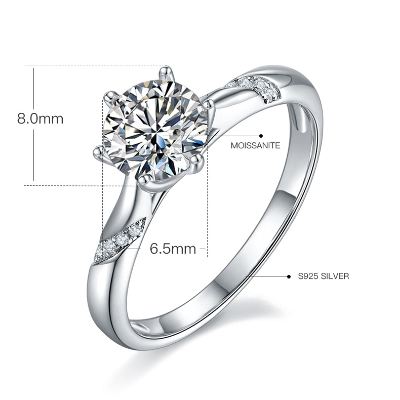 18K White Gold Plated Moissanite Engagement Ring T7951