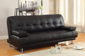 Black Faux Leather Convertible Sofa Bed with Removable Armrests H748403