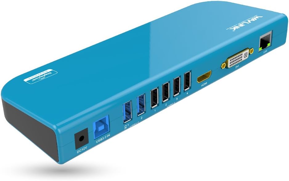 USB 3.0 and USB C Universal Laptop Docking Station Dual Monitor with HDMI & DVI/VGA with Gigabit Ethernet, 6 USB Ports, Audio H981719