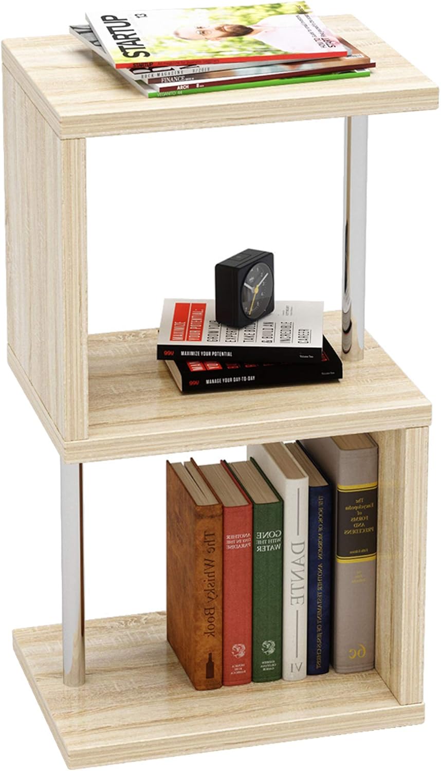 4-Tier Geometric Bookcase with Metal Frame S183