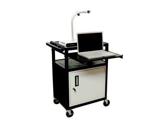 Black 3 Shelf Presentation Cart with Cabinet I869256