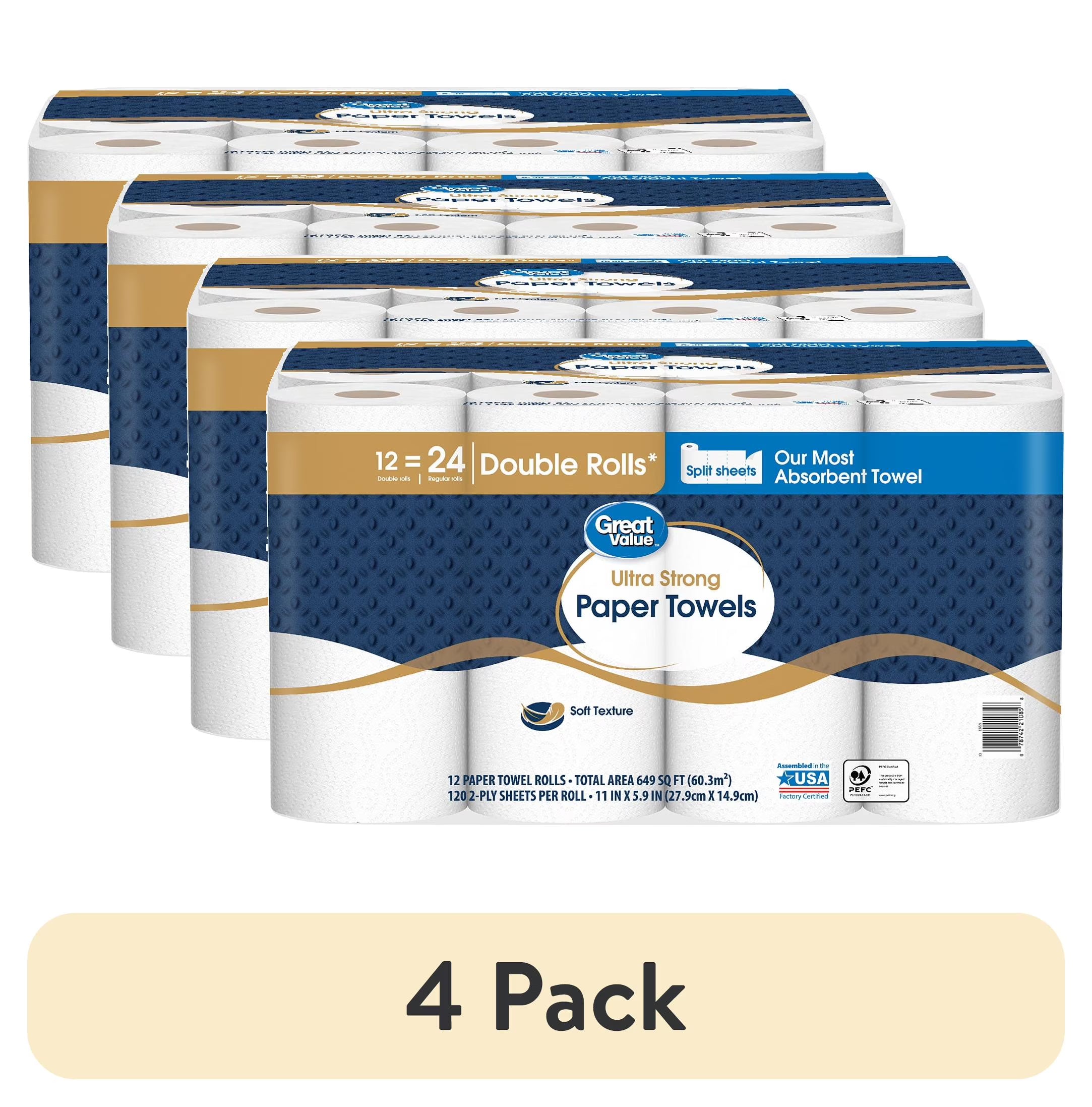 (4 pack) Ultra Strong Paper Towels, 12 Double Rolls U142078