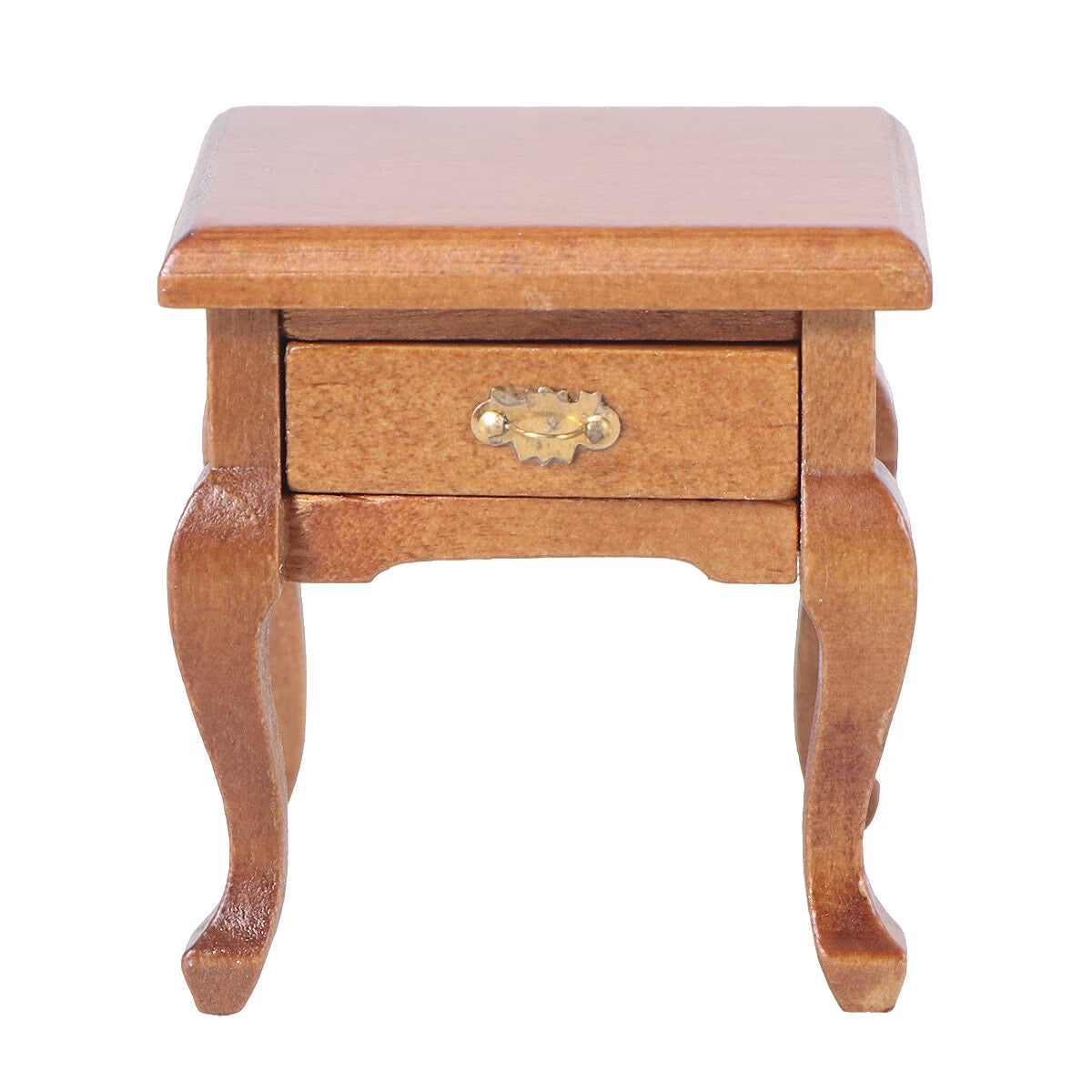 1:12 Walnut Color Wooden Bedside Table Miniature Furniture H8534