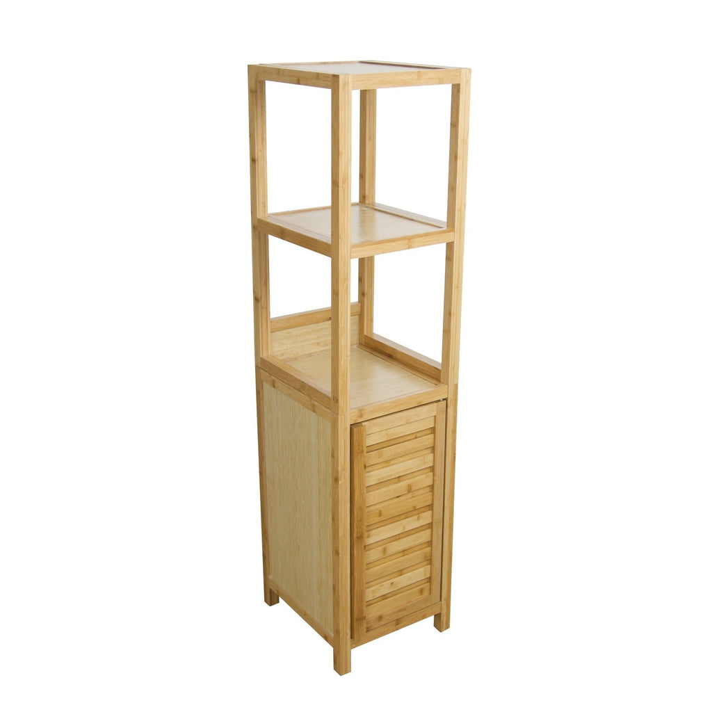 Tan Bamboo Storage Tower Cabinet V913