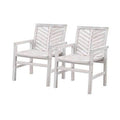 Whitewashed Acacia Outdoor Dining Chairs, Set of 2 V521