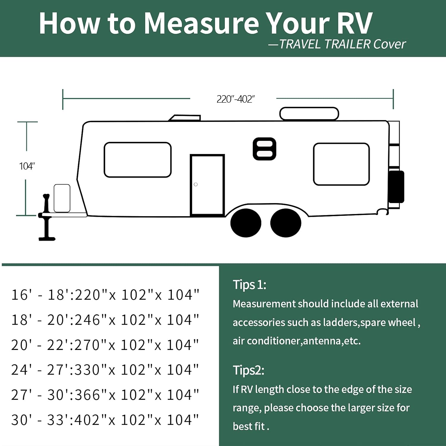 24ft Waterproof 6 Layers RV Travel Trailer Cover with Tongue Jack Cover M766544