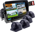 9 inch 1080P HD Digital Monitor Rear View Camera System with Wired HD DVR Recorder, 4 Channel Input, Quad Split Screen, 4X 1080P Heavy Duty Waterproof Backup Side View Camera U331401