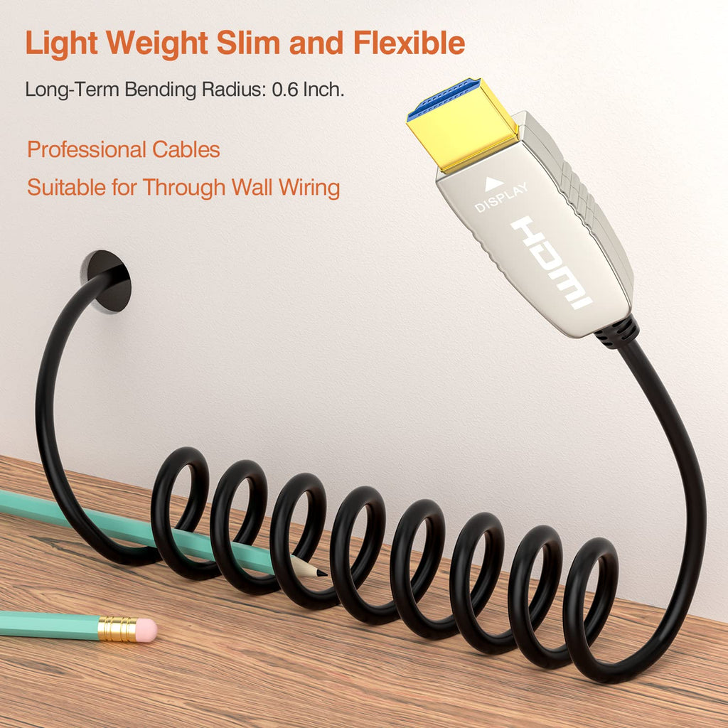 CL2 Rated Fiber HDMI Cable 33 feet 4K60Hz HDMI2.0b 18Gbps ARC HDR10 HDCP2.2 YUV4:4:4 Slim Flexible Optic Cable 10m U834