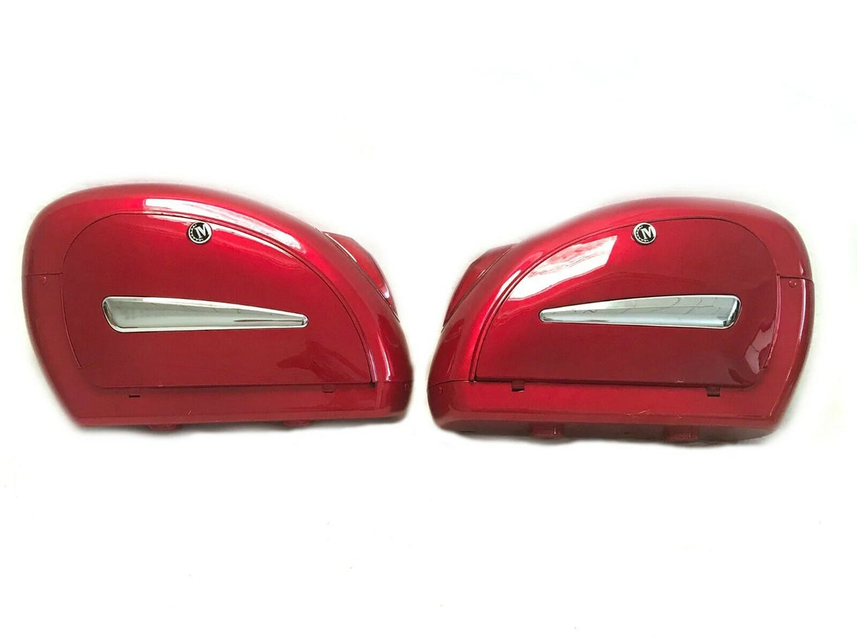 Burgundy Red Universal Motorcycle Hard Bag Saddlebags Y475108