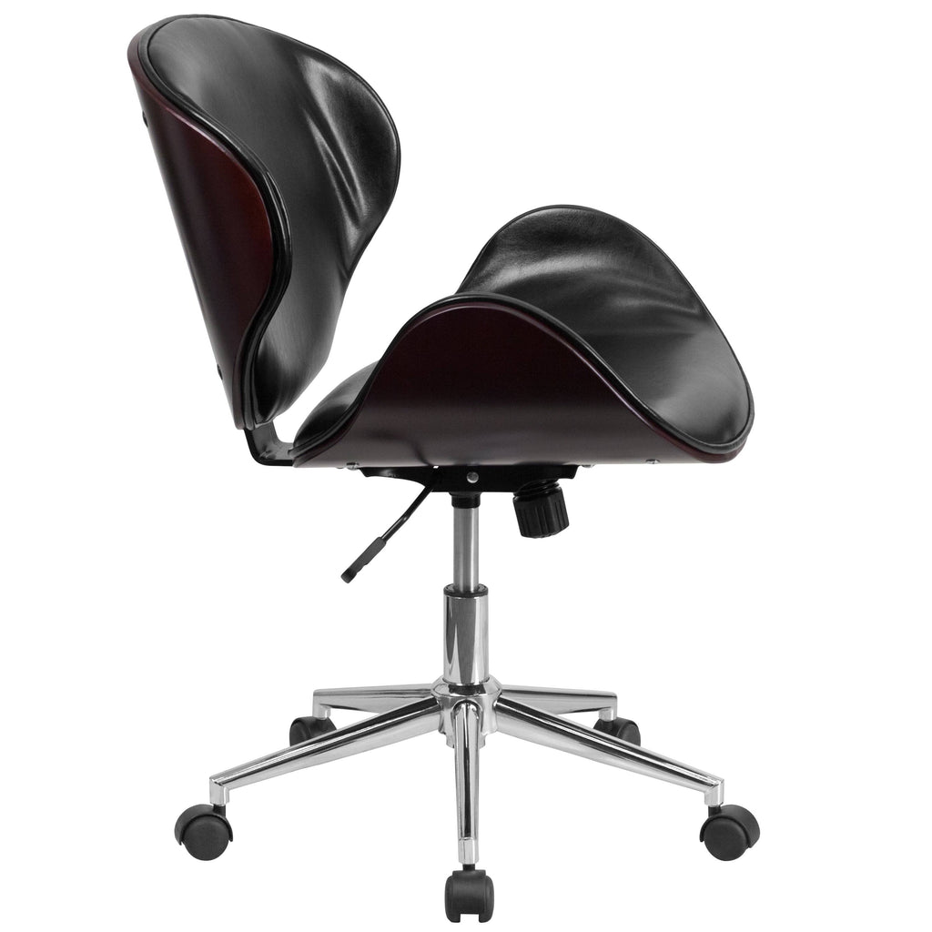 Black Leather Mid-Back Office Chair J324488