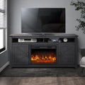 Gray Barn Door TV Stand with 2 Storage Cabinets and Open Shelves Q175761
