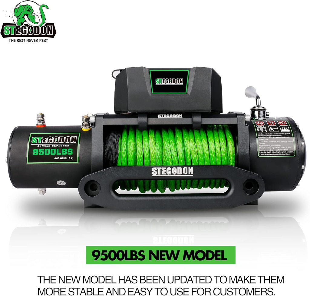 9500 lb. Load Capacity Waterproof IP67 Electric Winch with Hawse Fairlead, Synthetic Rope Winch P935817