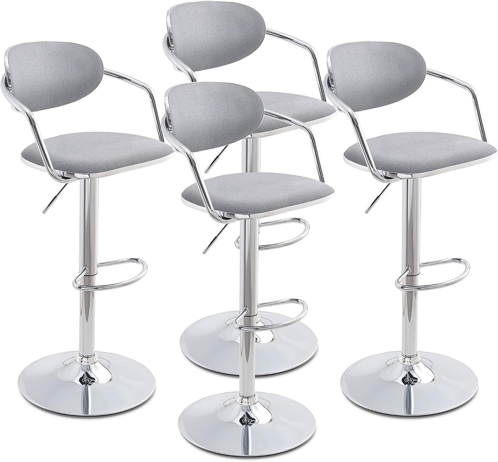 Grey Fabric Metal Swivel Bar Stools Set of 2 X738