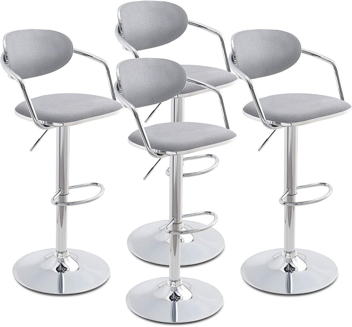 Grey Fabric Metal Swivel Bar Stools Set of 2 X738