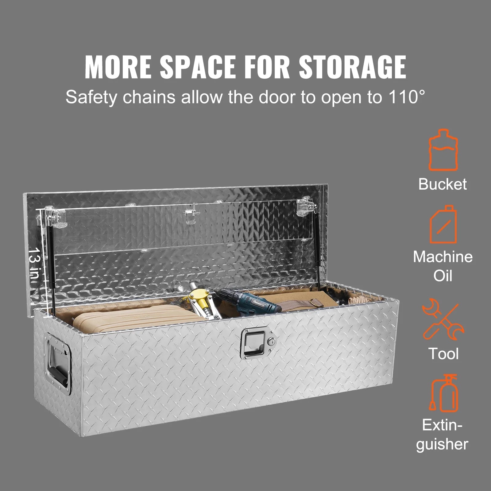 Heavy Duty Aluminum Bar Tread Truck Tool Box S363
