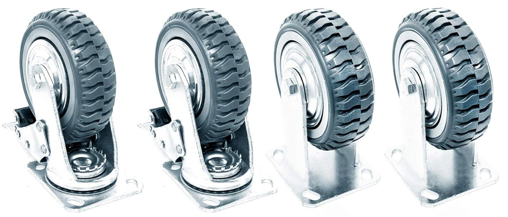 6 inch Heavy Duty Rubber Swivel Caster Wheels 4 Pack with Top Plate B5765