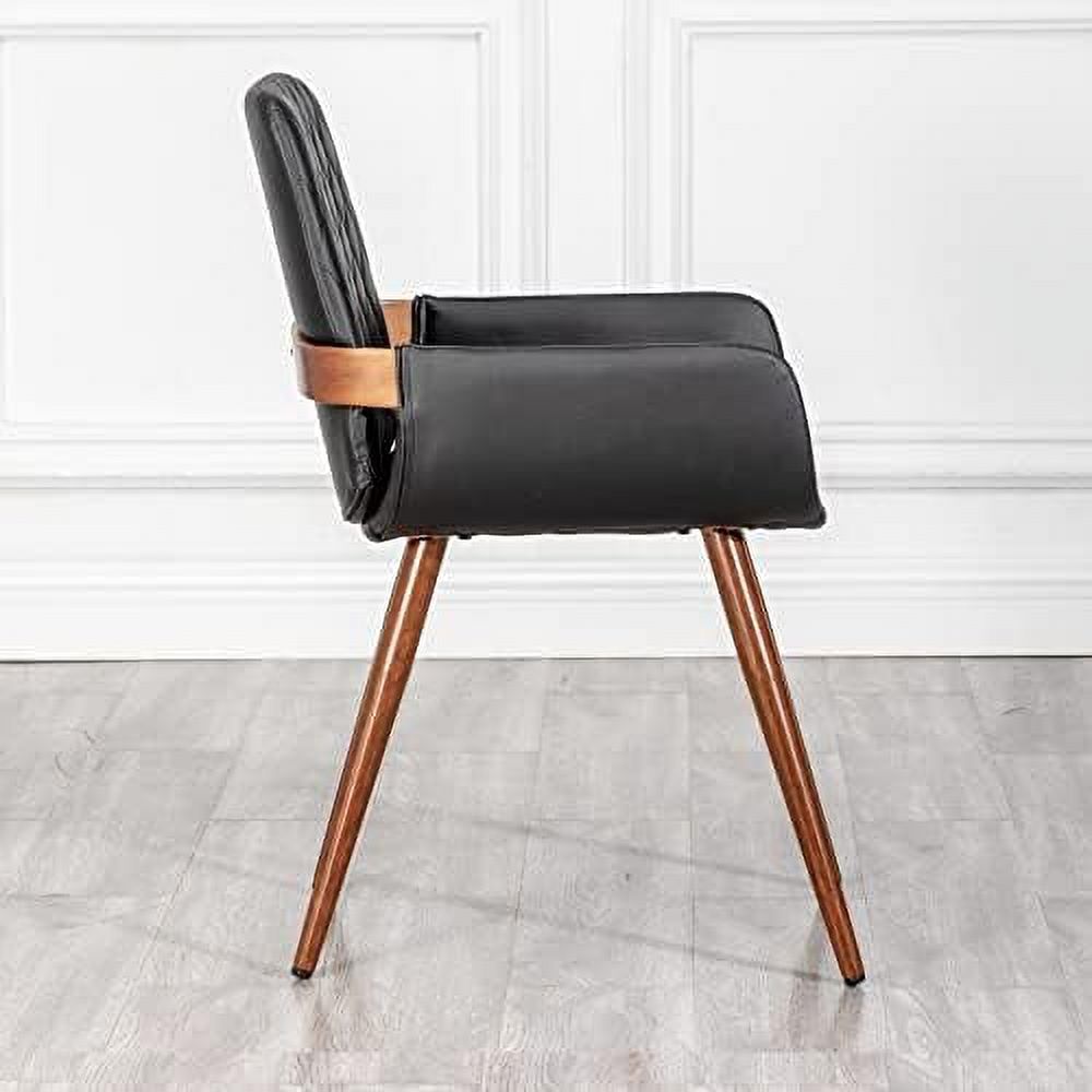 Mid Century Modern Dining Chairs Set of 2 Fabric Chair Bentwood Frame with Armrest Upholstered Seat Metal Legs K610732