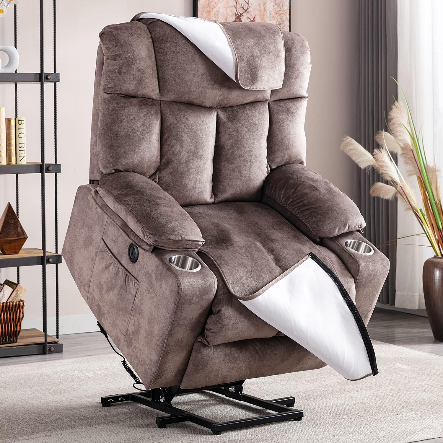 Camel Power Lift Recliner Chair with USB Port and 2 Cup Holders L9167